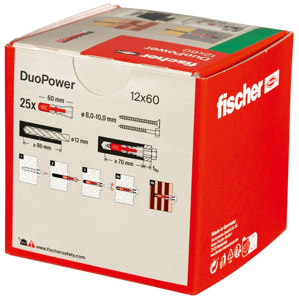 Дюбель 12х60 універсальний DUOPOWER нейлон Fischer