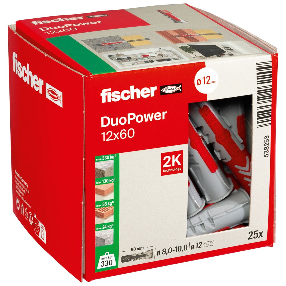 Дюбель 12х60 універсальний DUOPOWER нейлон Fischer