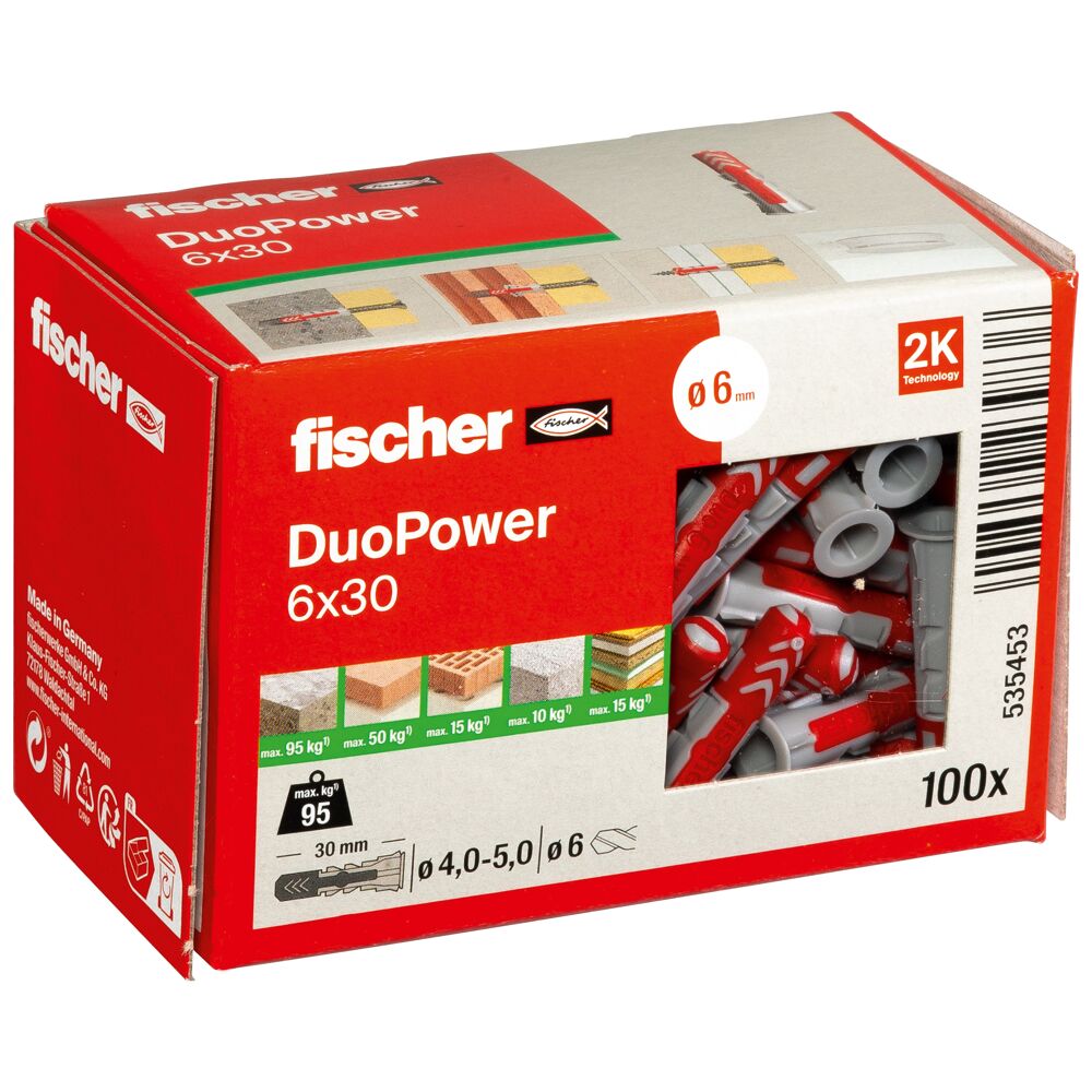 Дюбель 6х30 універсальний DUOPOWER нейлон Fischer