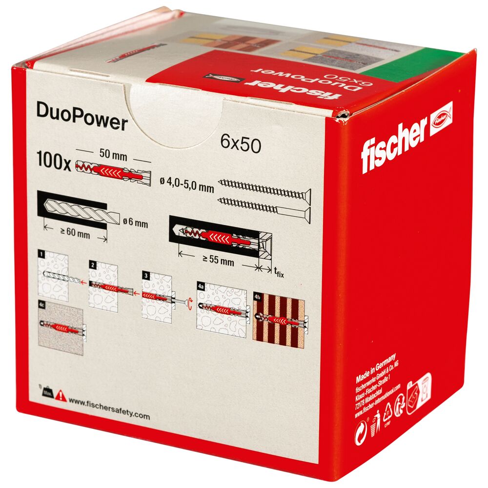 Дюбель 6х50 універсальний DUOPOWER нейлон Fischer
