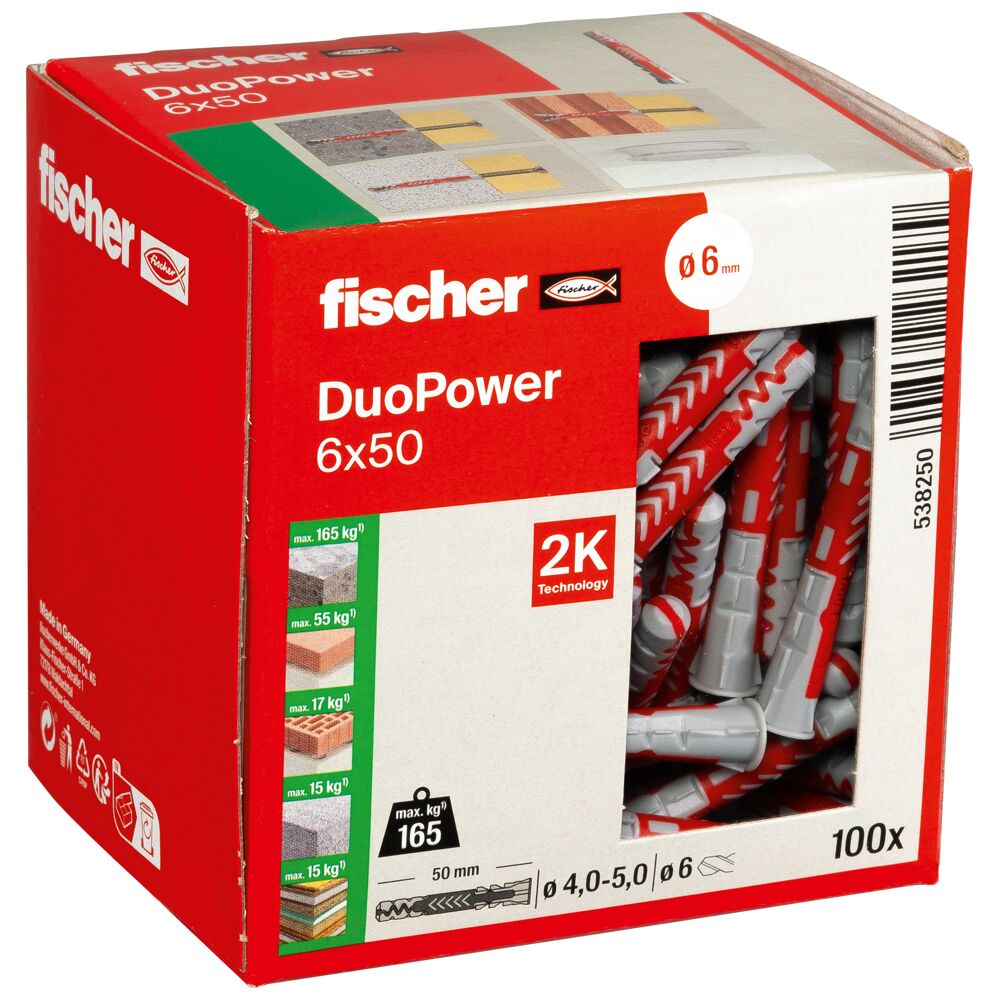Дюбель 6х50 універсальний DUOPOWER нейлон Fischer