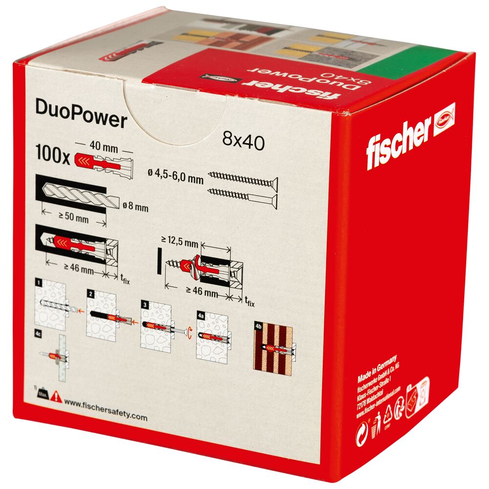 Дюбель 8х40 універсальний DUOPOWER нейлон Fischer