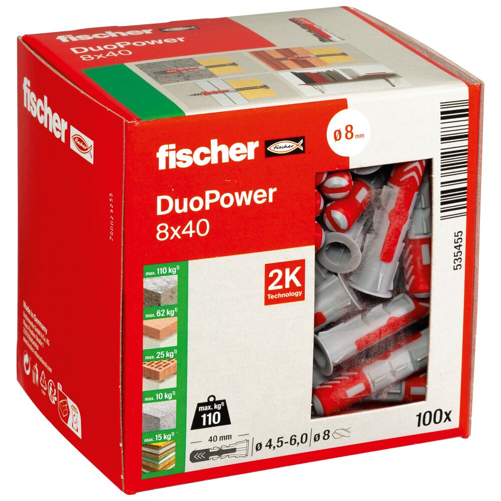 Дюбель 8х40 універсальний DUOPOWER нейлон Fischer