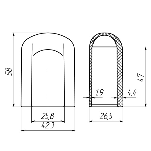 Заглушка 20х38мм зовнішня овальна для труби чорна Steelfix