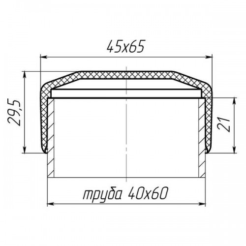 Заглушка 60х40мм зовнішня прямокутна для труби сіра Steelfix