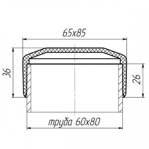 Заглушка 80х60мм зовнішня прямокутна для труби чорна Steelfix