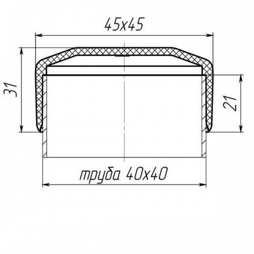 Заглушка 40х40мм зовнішня квадратна для труби чорна Steelfix