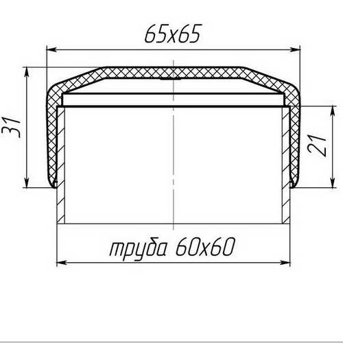 Заглушка 60х60мм зовнішня квадратна для труби чорна Steelfix
