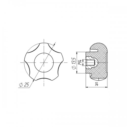 Фіксатор М4 D25мм глухий чорний Steelfix