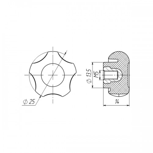 Фіксатор М5 D25мм глухий чорний Steelfix