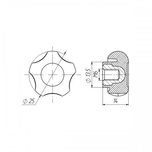 Фіксатор М6 D25мм глухий чорний Steelfix