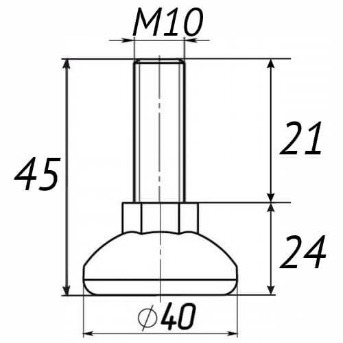 Опора регульована М10х45, D40мм чорна Steelfix