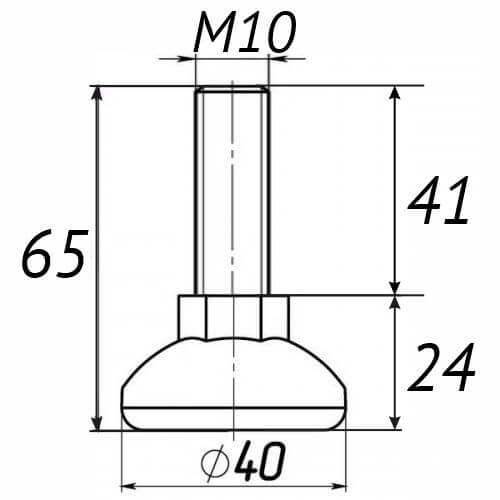 Опора регульована М10х65, D40мм чорна Steelfix